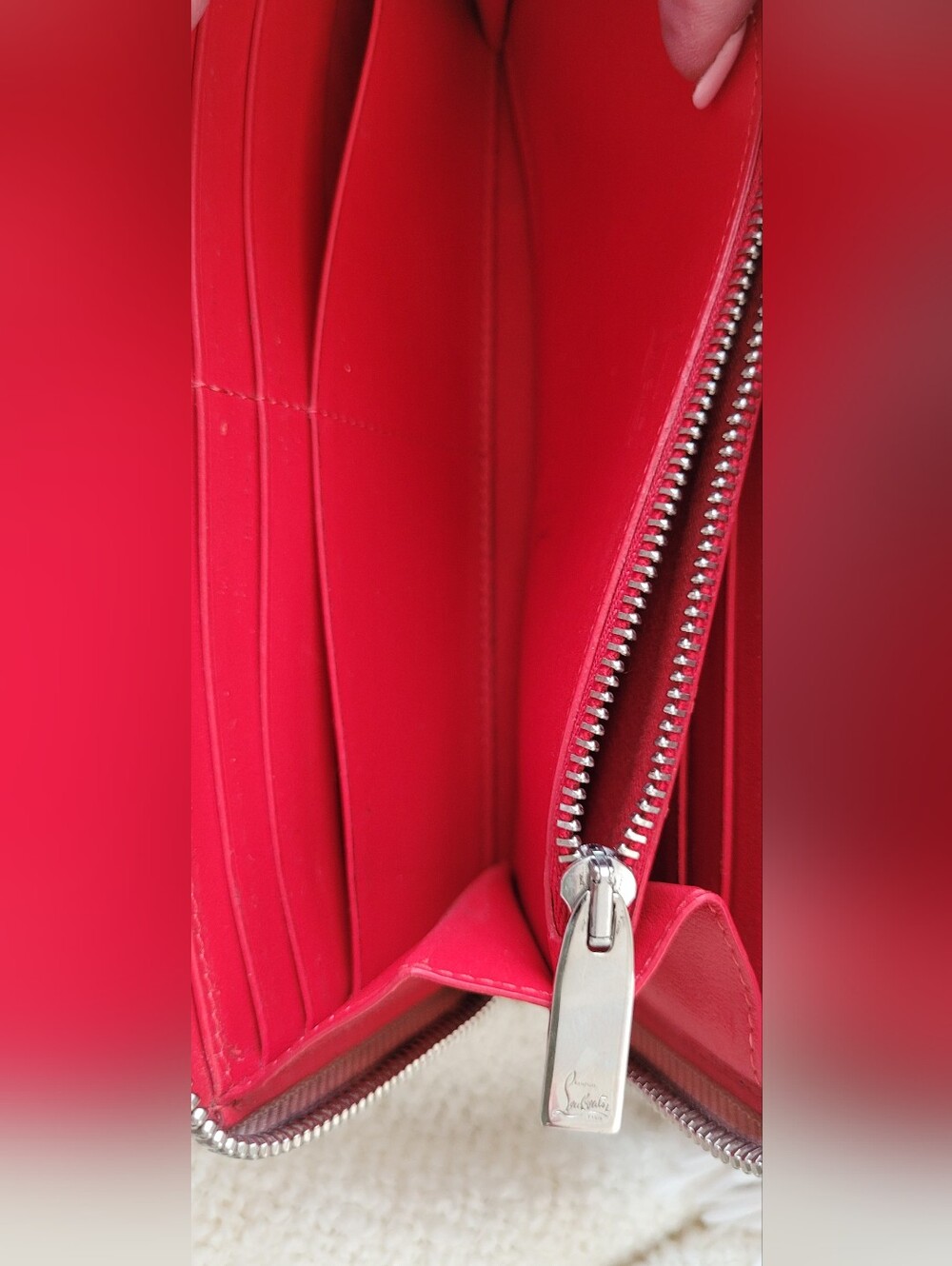 Christian Louboutin Panettone Silver Spiked Zip Pink Blush Wallet - GUC - Picture 12 of 16